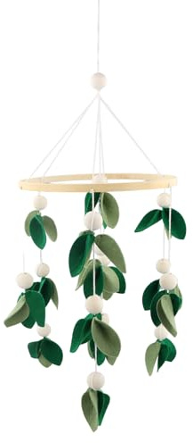 Kaslaider Baby-Bettglocke, Mobile Baby Holz Windspiel Dekor, 3D Blätter Hölz Kinderzimmer Hängende Bettglocke, Holz Ornament Geschenk Für Baby Mädchen Jungen