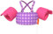 HeySplash Chaleco de Natación para Niños, Manguito de Natación con Correa Ajustable, Flotador de Piscina para Niñas de 2-6 Años, Flotador para Niños Aprendan a Nadar, Morado Rosa A Cuadros