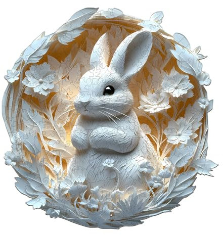 KaayeeWood Wooden Jigsaw Puzzles-290 Pieces Paper Rabbit Unique Shape Wooden Puzzles for Adults, Challenge Wood Puzzles with Wood Box, Birthday Gifts for Family Friend(13.4 * 13.1in)