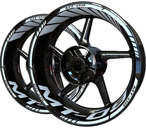 JAYWIS Cerchioni Decalcomanie Adesivo per Cerchioni Moto per Y&amaha MT-09 MT09 MT 09 2020 2021 2022 2023 Adesivi per Cerchi E Pneumatici A Strisce Adesivi Cerchioni Adesivi Strisce(Bianco)