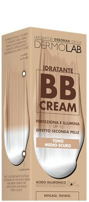Dermolab - BB Cream Idratante con Protezione Solare SPF15 e Acido Ialuronico, Crema Colorata Viso Effetto Seconda Pelle, Perfeziona e Illumina, Tono Medio Scuro, 50ml