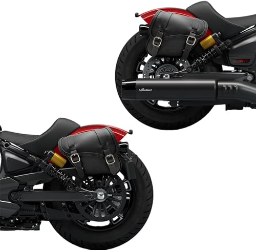 ends cuoio - Seitentasche aus Leder kompatibel mit Indian Indian 101 Scout 2025-2026, Scout Bobber 2025-2026, Sport Scout 2025-2026 - Schnelle Magnetverschlüsse - Made in Italy (Schwarz, Set)