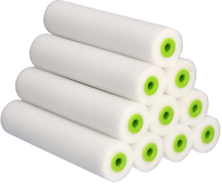 ToolSpace 10x Lackierwalze 15cm Farbwalze Farbroller Lasur Lackierrolle Nicht-Aggressive Lösemittelbeständig Lackrolle Schaumwalze Fein Lack Schaumstoffwalze Lackieren Polyurethan Schaumstoff Einsätze