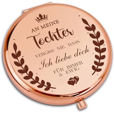 CoCoCherry Geschenk für Tochter, Süßer Taschenspiegel für Mädchen, Geburtstag Geschenk mit inspirierender Botschaft, Stylisher Spiegel in Roségold, Anlass