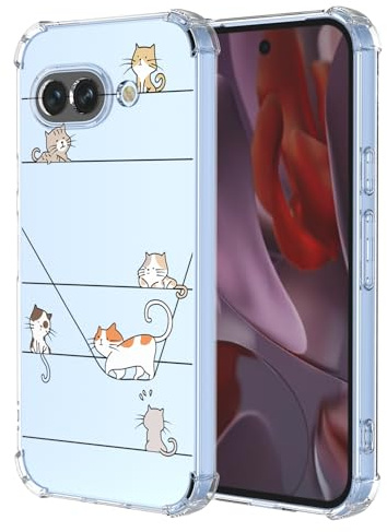 XINYEXIN Handyhülle für Google Pixel 9a Hülle Süße Katze Cartoon Muster Design Mode Ultra Dünn Transparent Schutzhülle Stoßfest TPU Bumper Clear Case - Kitten