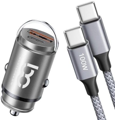 NWNK13 iPhone 17 Pro 30W Cigarette Lighter USB C Car Charger Adapter with 100W USB C Cable Cell Phone Charger for iPhone 17,Air,16e, 16, 16 Pro Max,16+, 16Pro,15,15Pro, 15+, 15 Pro Max,17Pro Max