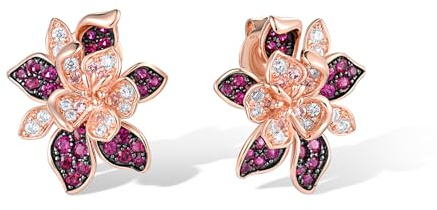 Santuzza 925 Sterling Silver Gemstone Flower Dangle Earrings for Women