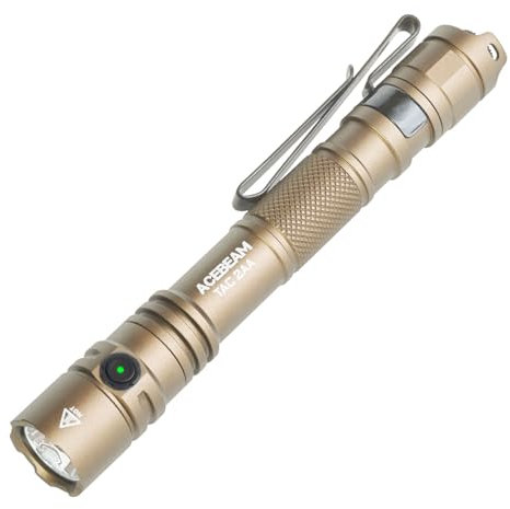 ACEBEAM TAC 2AA EDC Tactical Dual Modes Flashlight Rechargeable, 1400 High Lumens Flashlight, Dual Switch Pocket LED Flashlight, Super Bright Small Flash Light for Emergency, Camping, Home(SFT-25R HI)