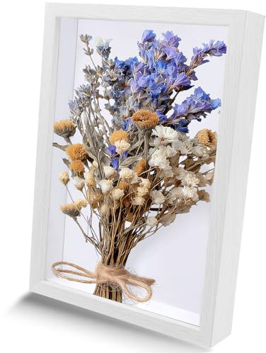 Primasage 3d Bilderrahmen zum Befüllen 31x23x4cm, A4 Holz Objektrahmen Groß Diy Freundlich Tiefer Objektrahmen für Hochzeitssträuße, Andenken, Diy-Dekorationen (Weiß