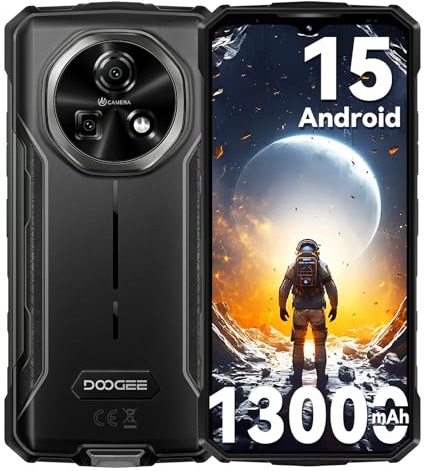 DOOGEE FIRE 5 Rugged Smartphone Android 15 con 13000mAh Batteria, 12GB+64GB/2TB Telefono Indistruttibile, 6.6 Octa Core Cellulare da Lavoro 13MP+8MP, NFC, IP68/IP69K, 4G Triple Card Slot, Face ID