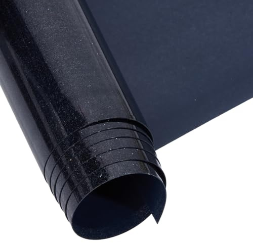 GORGECRAFT 1M x 30.6cm Black Glitter HTV Roll Iron on Heat Vinyl Design Easy to Cut Weed Transfer Sheet Rolls Compatible with All Cutting Machine for T Shirts DIY Craft Supplies