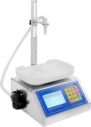 Oxylonty Riempitrice digitale 220 V, impianto di riempimento liquido con pompa a membrana e LCD, capacità 8 g-3 kg, altezza di riempimento 0-32 cm, per liquori, miele, olio, cosmetici, detergenti