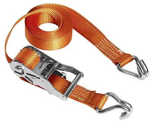 Master Lock 3211EURDAT Fast Link Cinchas de Amarre con Trinquete y Ganchos, Naranja, 4.5 m x 35 mm