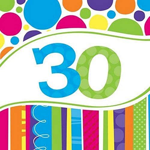 Creative Converting 663012 30th Birthday Lunch Paper Napkins-18 pcs. Bright and Bold Papierservietten zum 30. Geburtstag, 18 Stück, Papier, 21