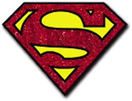 SUPERMAN Glitter Glanz Logo STICKER, Officially Licensed DC Comic Superhero Originals Artwork, 5.25 x 5 - Long Lasting Sticker AufkleberDECAL