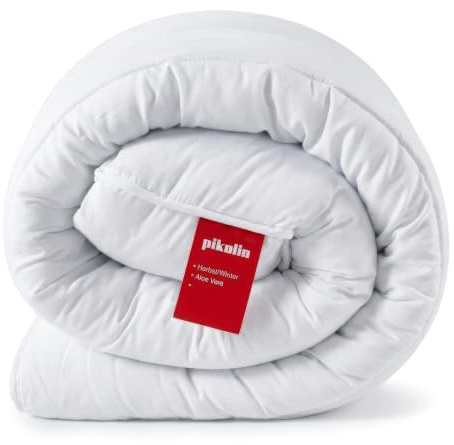 PIKOLIN Couette 200 x 200 cm 300 gr Tempérée en Fibre Aloe Vera pour Lit 1 Personne - Couette Hypoallergénique et Respirant, pour Peau Sensible et Lavable