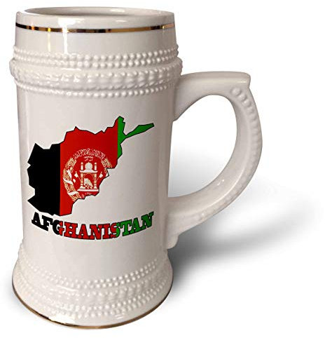 3dRose Flaggen-Umrisskarte des Landes und des Namens, Afghanistan-Stein-Tasse, 510 ml (STN_99103_1), 625 ml, Weiß