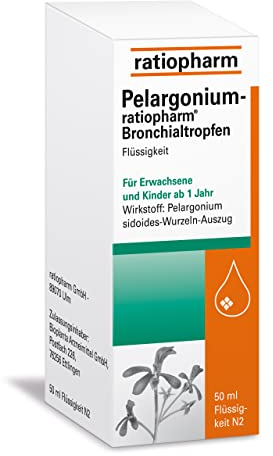 Pelargonium-ratiopharm Bronchialtropfen: Natürliche Linderung bei akuter Bronchitis (Entzündung der Bronchien), 50 ml