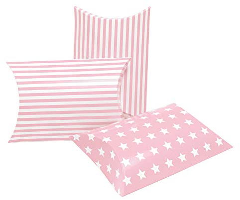 Frau WunderVoll® 12 KISSENSCHACHTELN Mix ROSA 21x12cm (flach), 15x12x4,5cm (gefaltet), 250 Gramm Papier/Kissenverpackungen, Pillow Box, Faltverpackung, Geschenkverpackung, Gastgeschenk, Hochzeit