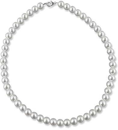 Rivelle Damen Perlenkette 42 cm Perlen 8 mm weiß Kette Perlen Collier Halskette Necklace Modeschmuck Hochzeit