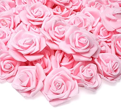 Warmiehomy 50 Stück Kunstblumen Köpfe Rosa, Deko Künstliche Blumen Rosa, DIY Schaumrosen Foamrosen, DIY Küstliche Rosen, Kunstblumen für Außen Hochzeit Partys Zuhause Garten Büro Dekoration