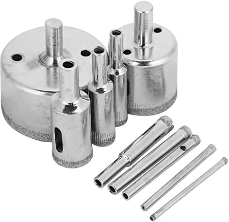 FTVOGUE Juego de 10 Pcs Brocas con Revestimiento de Diamante de 3~50mm para Azulejos, Cerámica,Vidrio, Porcelana, Mármol