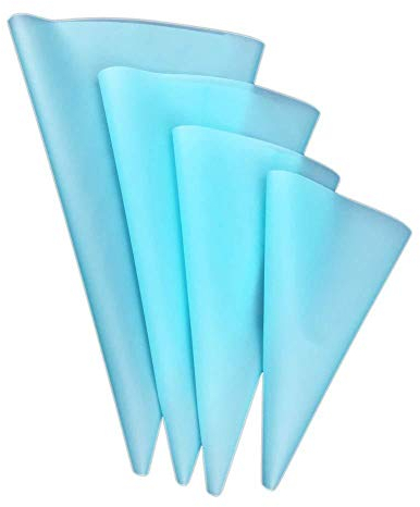 Beunyow 4 Tailles Poche Pâtissière en Silicone, Réutilisable Poche à Douille pour Glaçage et Décoration de Gâteau Pâtisserie Sucre Fondant (Bleu)