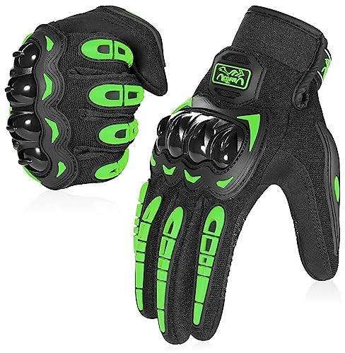 COFIT Motorcycle Gloves for Men and Women, Full Finger Touchscreen Motorbike Gloves for BMX ATV MTB Riding, Road Racing, Cycling, Climbing - Green M