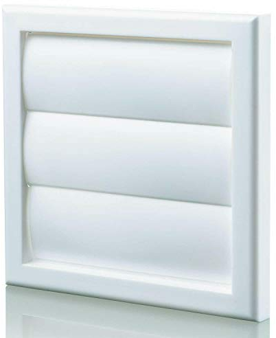FANTRONIX White Gravity Flap Vent Cover – 155mm Square Frame with 100mm (4 inch) Circular Spigot