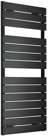 facula - Radiador Toallero DE Agua Atlas Antracita 1213x500mm | (NO Eléctrico) | 4 Soportes+purgador | Conexiones 3x1/2