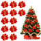 Künstliche Weihnachtssterne mit Glitzer, Weihnachtsbaumschmuck, Weihnachtsstern, Weihnachtskranz, Hochzeitsdekorationen, 12 Stück