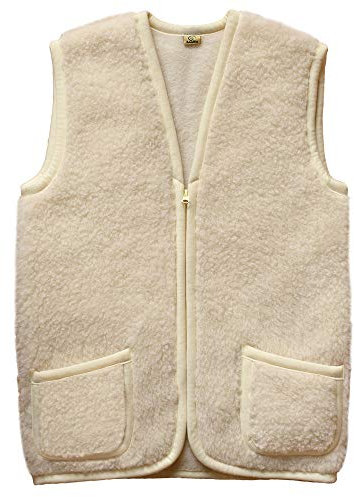 SamWo, Schafwollweste aus 100% Merinowolle, SWWA zip (XXL, Natur)