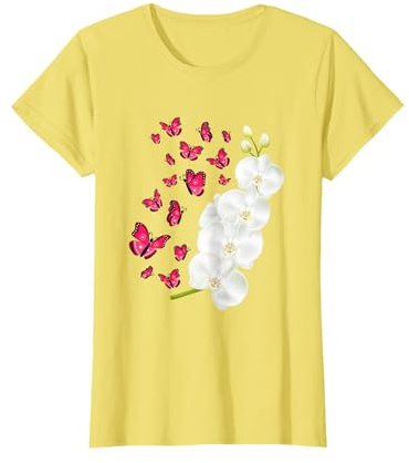 Schmetterlinge und Blume Orchidee T-Shirt