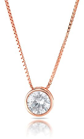 inSCINTILLE Punto Luce Collana Donna Argento 925 a Cipollina con Pietra di Zirconia Cubica (Catena Oro Rosa – Diametro: 5 mm)