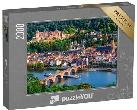 puzzleYOU: Puzzle 2000 Teile „Wunderschöner Blick auf Heidelberg am Neckar“ – aus der Puzzle-Kollektion Brücken, Flüsse & Seen, Brücken & Brunnen