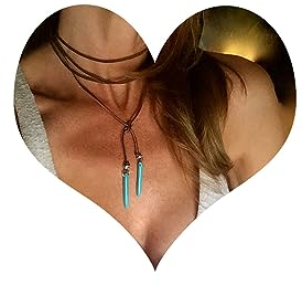 SINLOV Mehrschichtige Samt-Halsketten Braun Türkis Retro Gothic Lange Anhänger Halsketten Niedlicher verstellbarer Halsschmuck für Frauen und Mädchen Geschenk