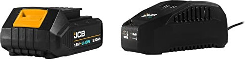 JCB 18V 2.0Ah Rechargeable Lithium-ION Battery & 2.4A Fast Charger, Compatible with JCB 18V Cordless & Brushless Power Tools, 3 Year Warranty