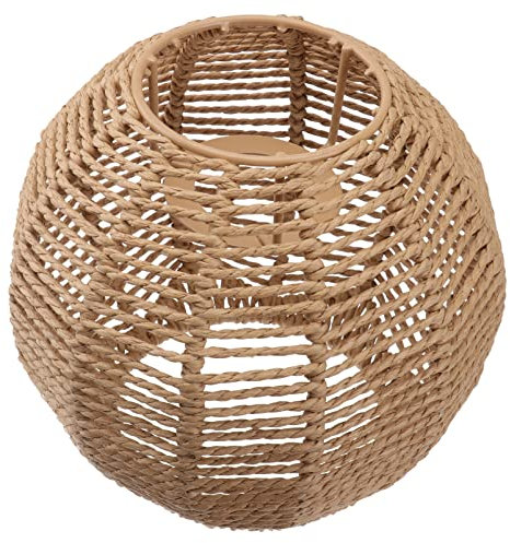 Cabilock Rattan Lampenschirm Boho Vintage Tischlampenschirm Chinesische Geflochtene Stehlampe Lampe Ersatzlampenschirme für Pendelleuchte Wandlampe Tischlampe Deckenleuchte Schirm