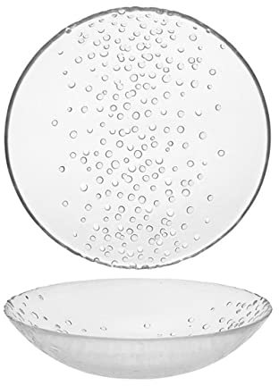 SWEET HOME Piatto Fondo in Vetro Trasparente con Decorazione in bollicine cod.VR00794LU cm diam.22 by Varotto & Co.