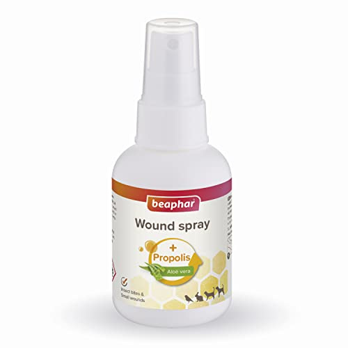 Beaphar - Wound Spray for Cats, Dogs, Small Animals & Birds – Cleanses Cuts, Soothes Dry & Irritated Skin - Aids Skin Healing – with Propolis, Aloe Vera & Tea Tree Oil – Pocket-Sized Spray – 75ml