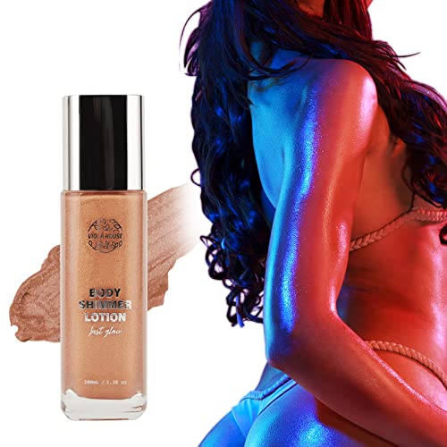 VIOLA HOUSE Illuminateur De Teint,Highlighter Maquillage Liquide,Hydratation et éclat à l'épreuve de l'eau pour le visage et le corps,Shimmer Lotion Pour Le Corps100ml/3.38oz (Rose Gold)