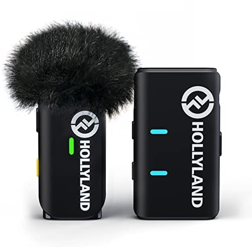 Hollyland Lark M1 Micro Cravate sans Fil Annulation Active Bruit 200m Portée, 8H Autonomie Batterie, Système de Microphones Lavalier pour DSLR Caméra iPhone Android PC (Noir Solo, sans Étui de Charge)