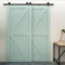 5.5FT/173CM Binario per Porta Scorrevole per Bypass Doppie Porte Facile da Installare, Nero Forma T