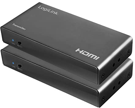LogiLink HD0057 HDMI Extender Set (1x Receiver Unit & 1x Transmitter Unit) via LAN/Network, KVM (Keyboard/Video/Mouse) 50 m, 2x USB, 1080p/60Hz, HDCP, IR, Loop Out