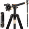 Andoer Treppiede per fotocamera, 184 cm, portatile, monopiede con testa sferica girevole a 360°, borsa per il trasporto per fotocamera DSLR, portata: 8 kg