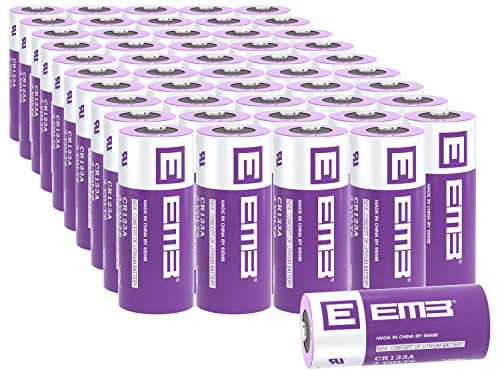 50pack EEMB CR123A 3V Batterie au Lithium CR17345 CR123 Non Rechargeable Haute Performance avec Protection PTC pour appareils Photo Lampe de Poche Jouet Alarme capteurs intelligents et Plus