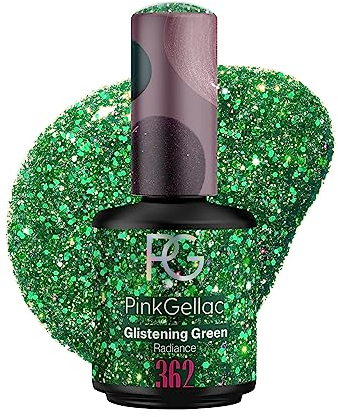 Pink Gellac UV Gel Nagellack - 362 Glistening Green 15 ml - Lang Anhaltend Shellac Nagellack Grün - Gel UV für 14 Tage Nägel in Salonqualität - Made in Holland