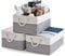 Kriovoa 3 Pcs Fabric Storage Baskets, Foldable Storage Baskets with Handles, Canvas Storage Boxes for Shelves, Toys, Clothes, Books 40x30x21cm, White and Grey.