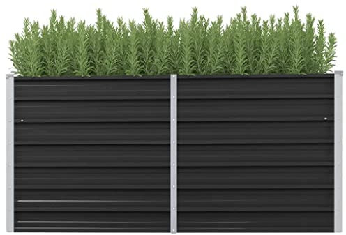 WIFESE Garten-Hochbeet Anthrazit 160x40x77 cm Verzinkter Stahl Hochbeet Metall Hochbeete für Garten Pflanzenbett Kräuterbett Blumenkiste Dekorieren Eingang Balkon Terrasse Garten Stilvoll Langlebig