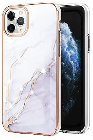 IMIRST Basic Case Compatiable with iPhone 11 Pro Max IMD Soft TPU Silicone Bumper Matte Marble Scratch-Resistant Slim Protective Phone Case Back Cover for Apple iPhone 11 Pro Max,YBI White